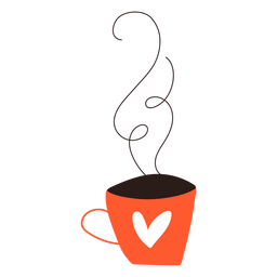 Doodle de xícara de café de coração Desenho PNG