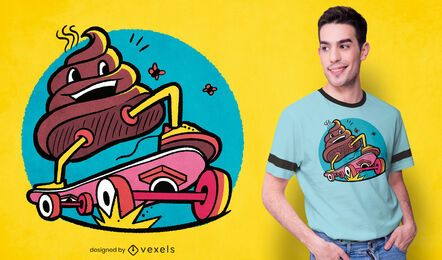 Design de camiseta para cocô de skate