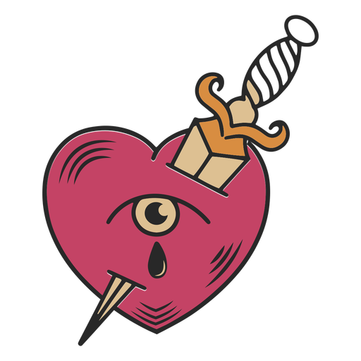 Heart pierced by dagger tattoo PNG Design