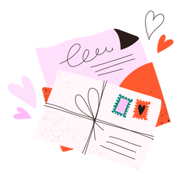 Doodle de cartas de amor Diseño PNG