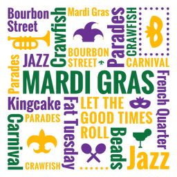 Mardi gras badge quote composition PNG Design