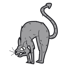 Scared black cat retro cartoon Transparent PNG