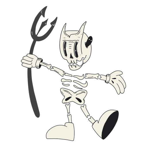 Esqueleto de dibujos animados retro de halloween Diseño PNG
