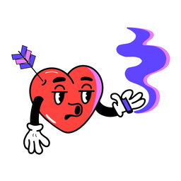 Smoking heart cartoon sticker