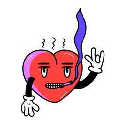Smoking heart sticker PNG Design