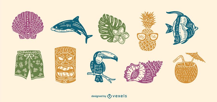 Hawaiian elements cut-out set Hawaiian elements cut-out set
