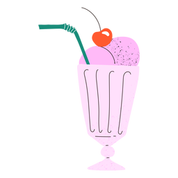 Doodle de batido de fresa Diseño PNG