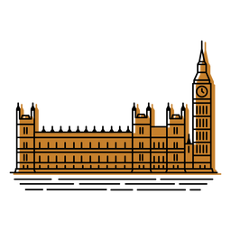 Traço colorido do parlamento britânico Desenho PNG