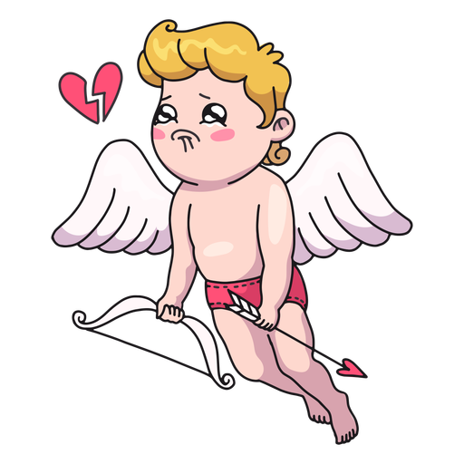 Valentine's day sad cupid character PNG Design