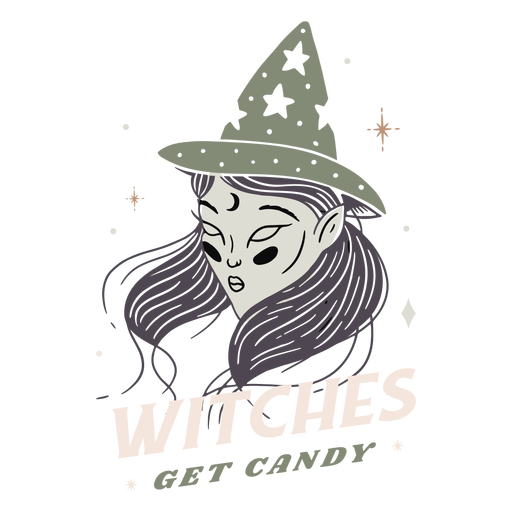 Witches get candy badge PNG Design