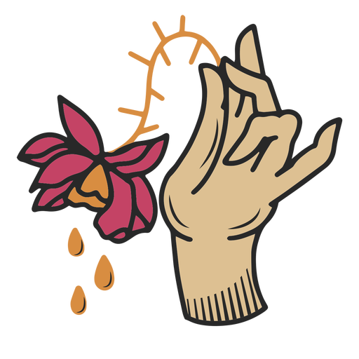 Withered flower hand tattoo PNG Design