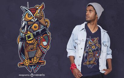Diseño de camiseta de búho steampunk