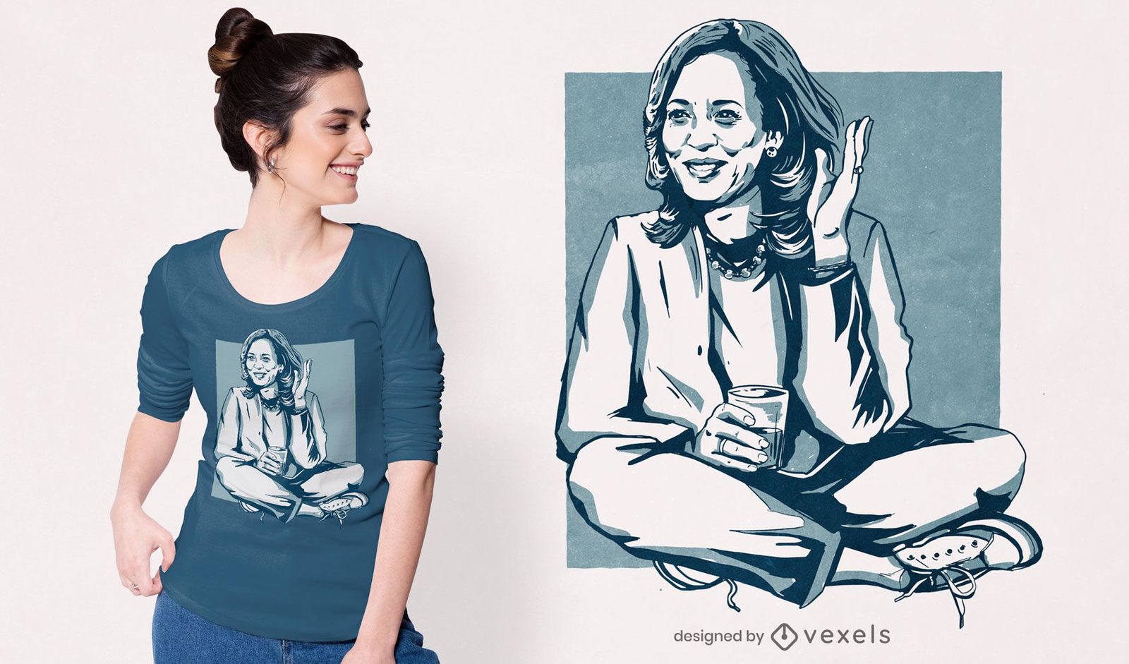 Design de camiseta com ilustração Kamala Harris