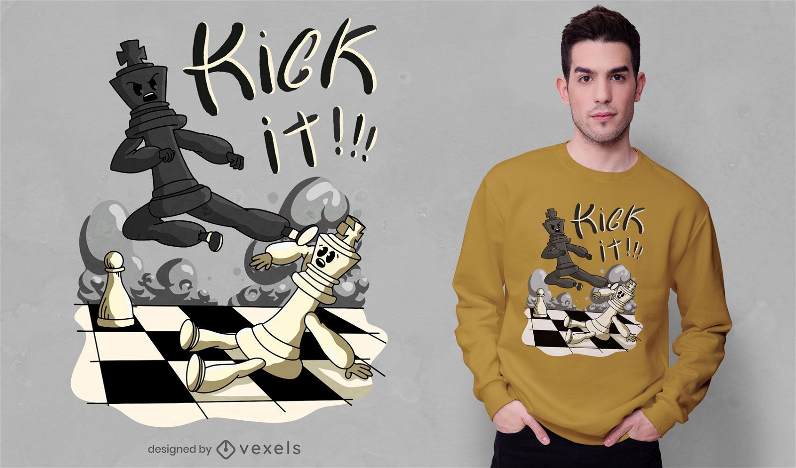 Chess kick t-shirt design