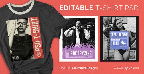 Magazine cover scalable t-shirt psd