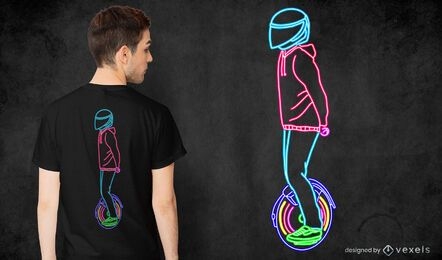 Neon e-unicycle t-shirt design