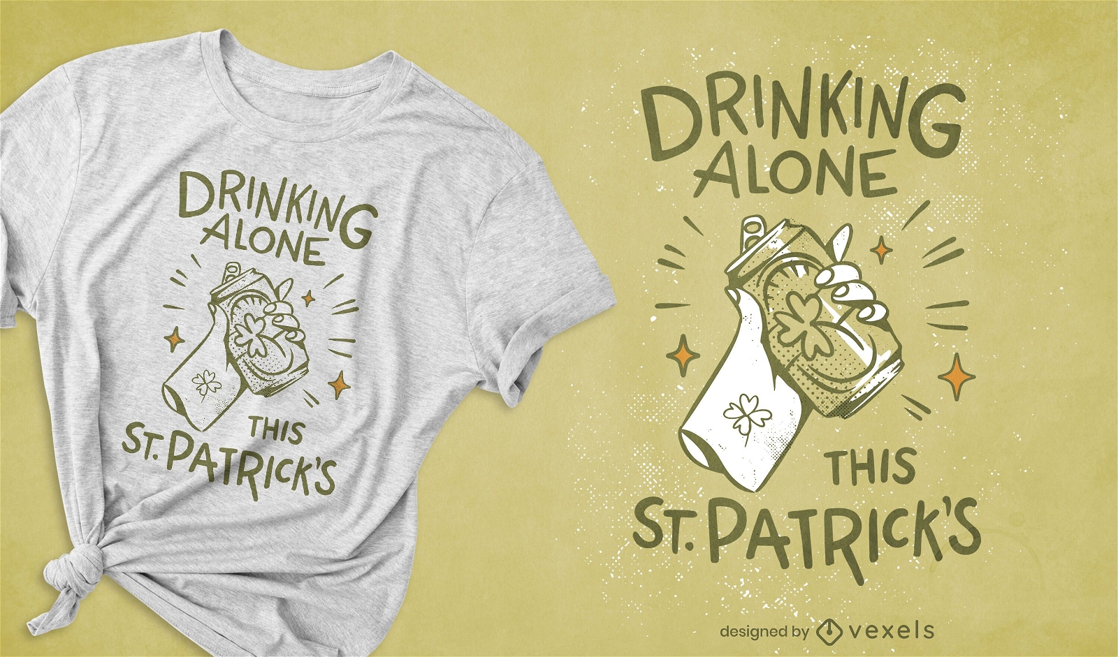 Design de camiseta bebendo sozinho
