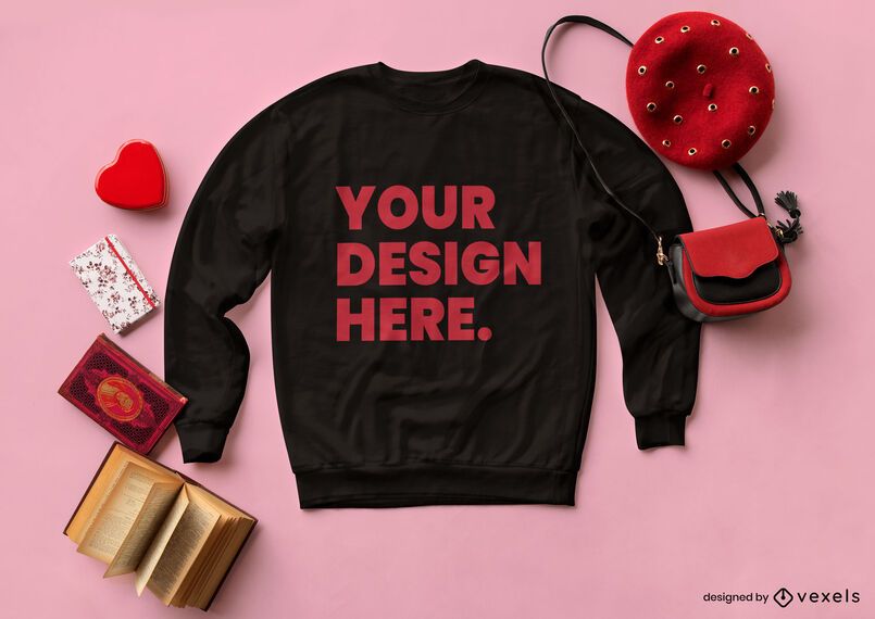 Composición de maqueta de sudadera de san valentín Composición de maqueta de sudadera de san valentín
