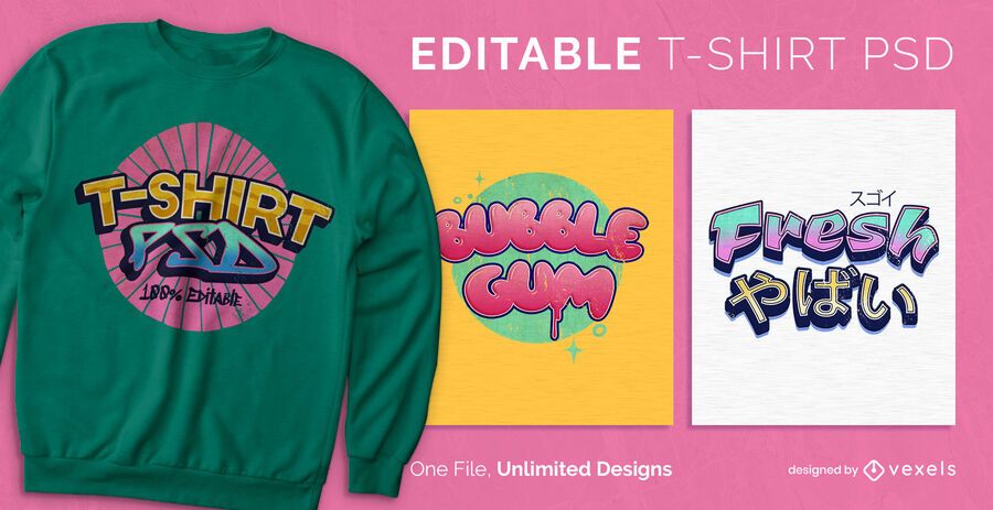 T-shirt retro graffiti escalável psd T-shirt retro graffiti escalável psd