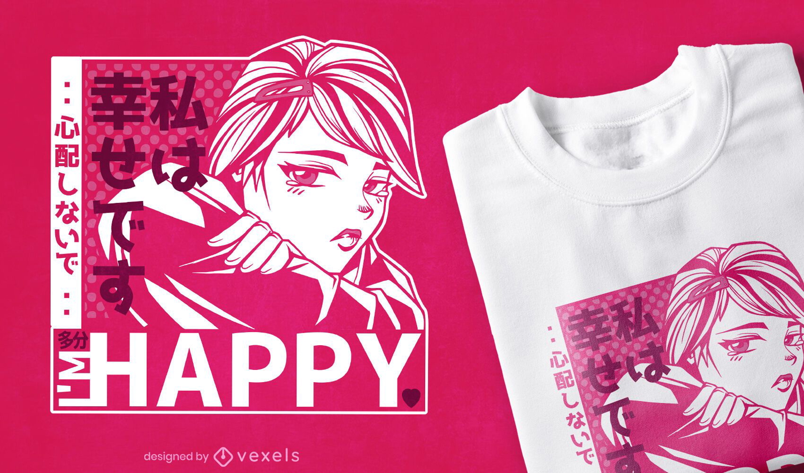 Anime girl sad t-shirt design