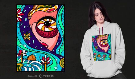 Diseño de camiseta de niña de cielo abstracto Diseño de camiseta de niña de cielo abstracto