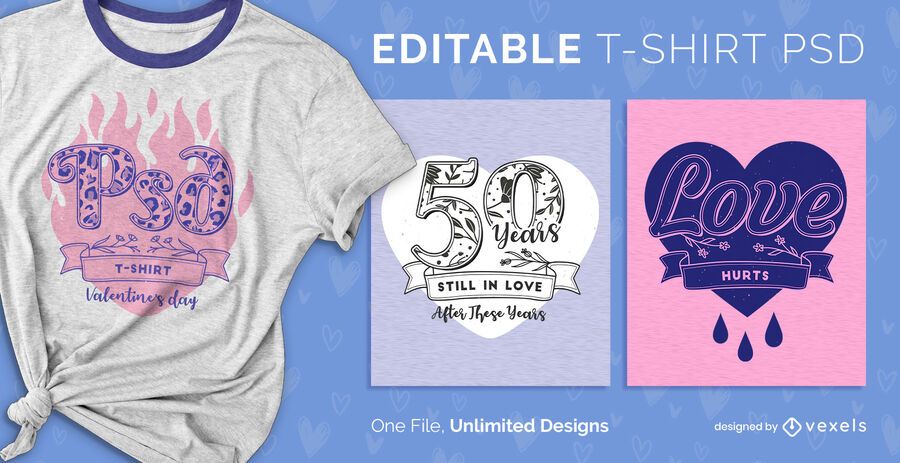 Camiseta escalable de san valentín psd Camiseta escalable de san valentín psd