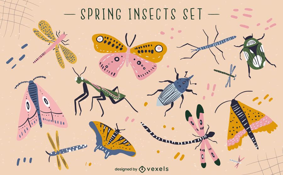 Spring insects vector set Spring insects vector set