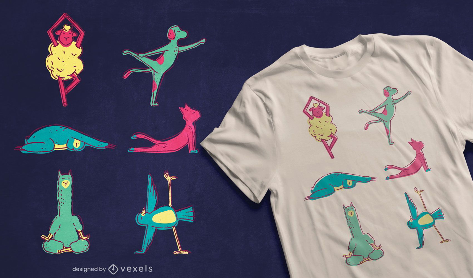 Design de camisetas de animais para ioga