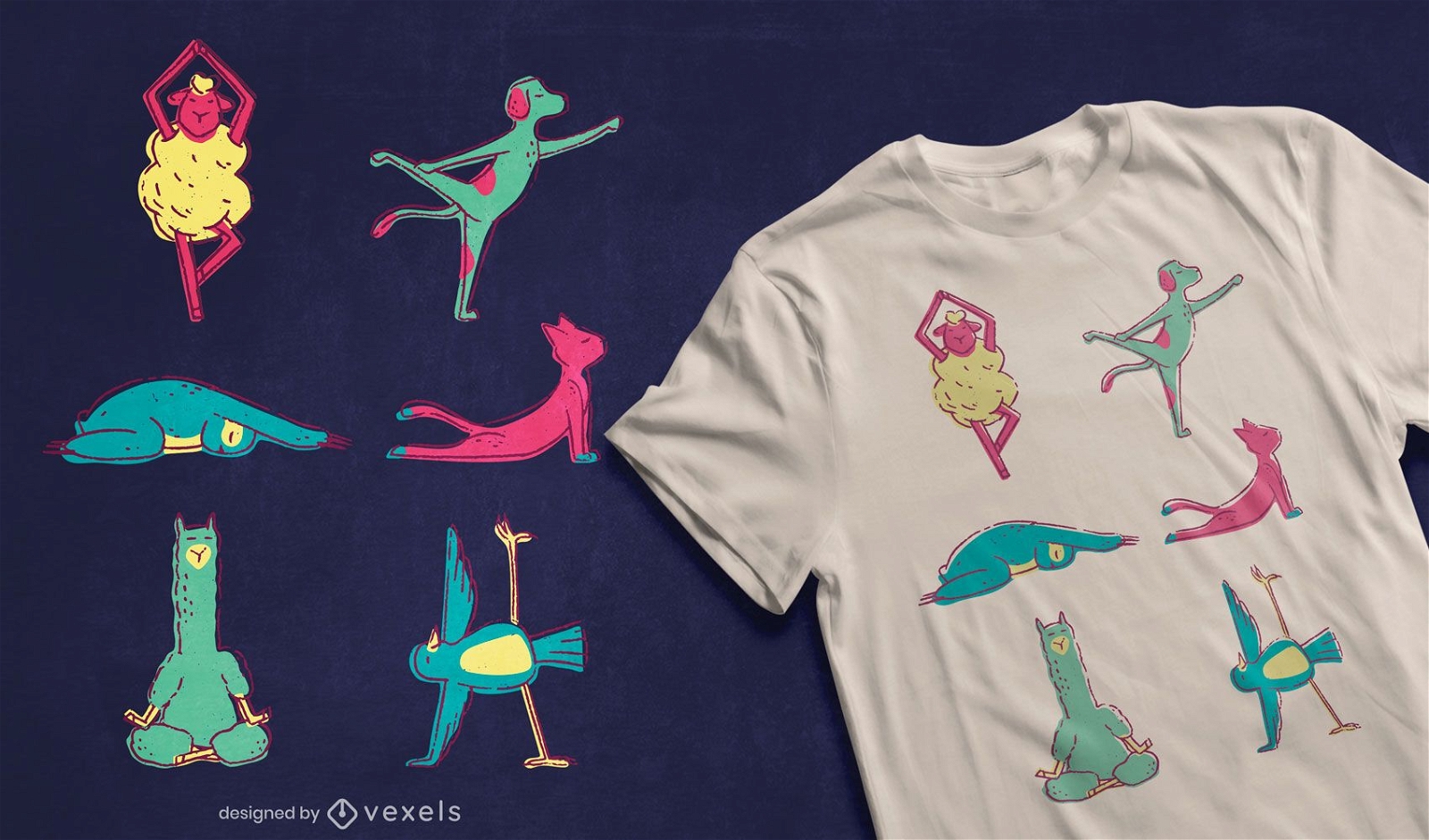 Yoga Tiere T-Shirt Design