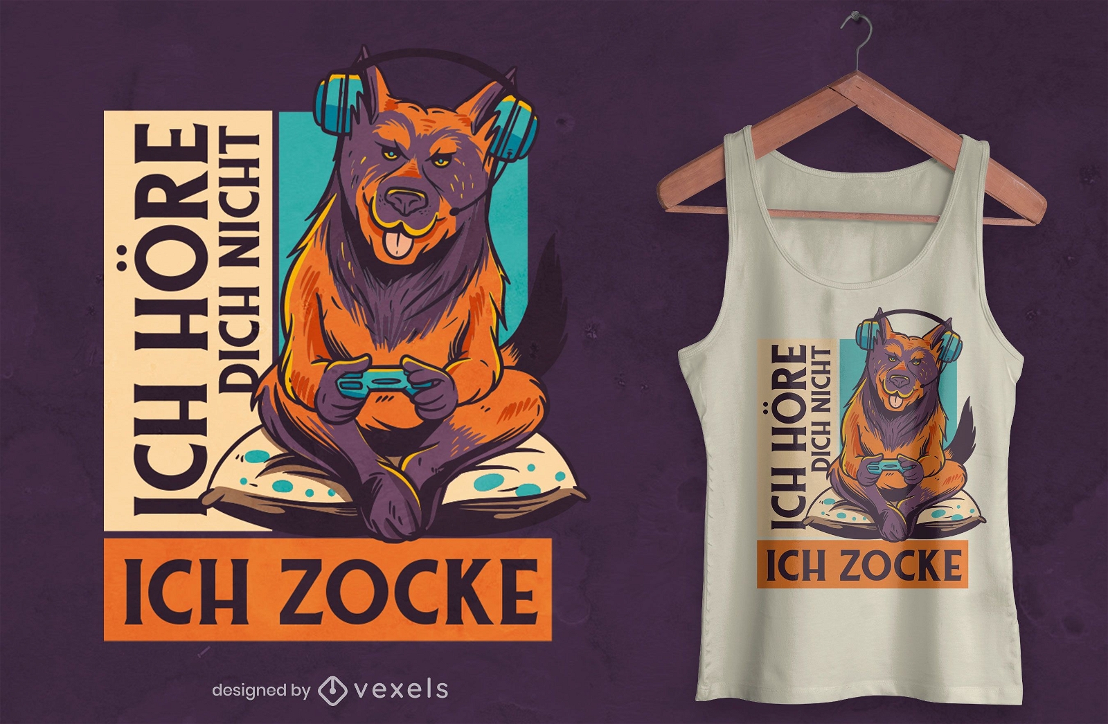 Gamer Hund T-Shirt Design