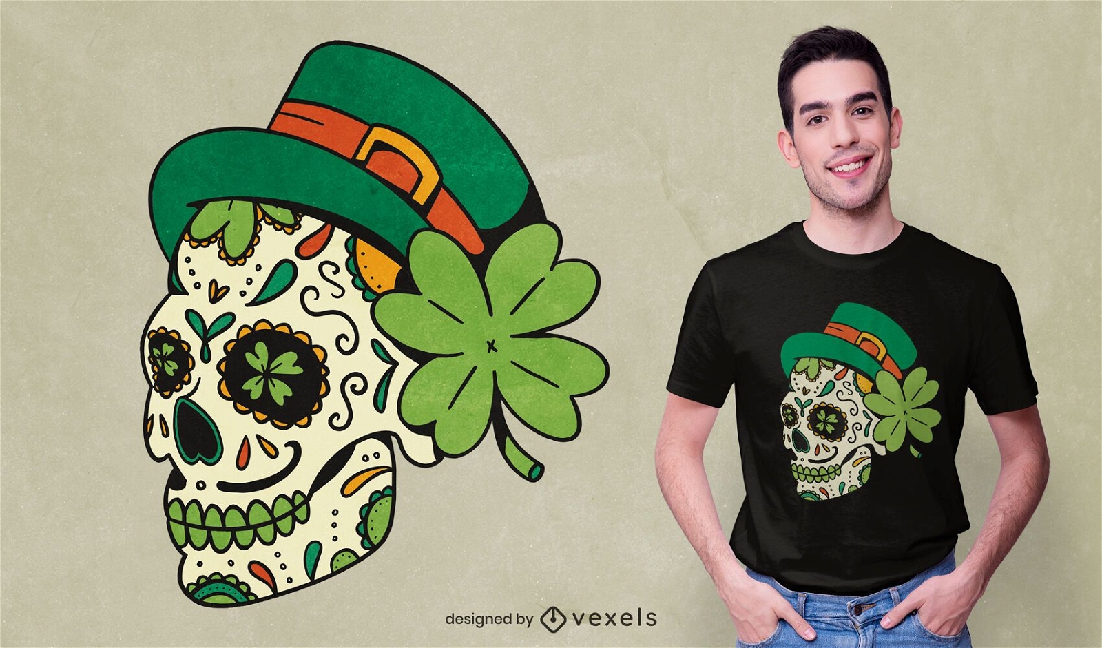 St patricks skull t-shirt design