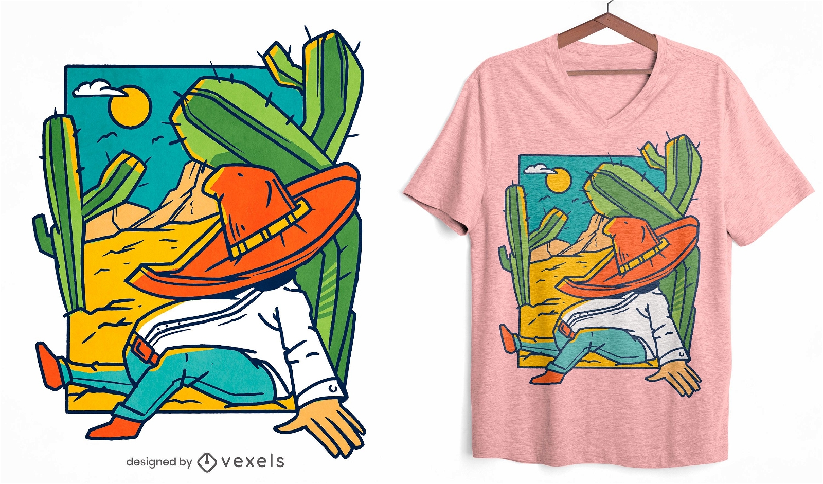 Design de camiseta do deserto para homem dormindo