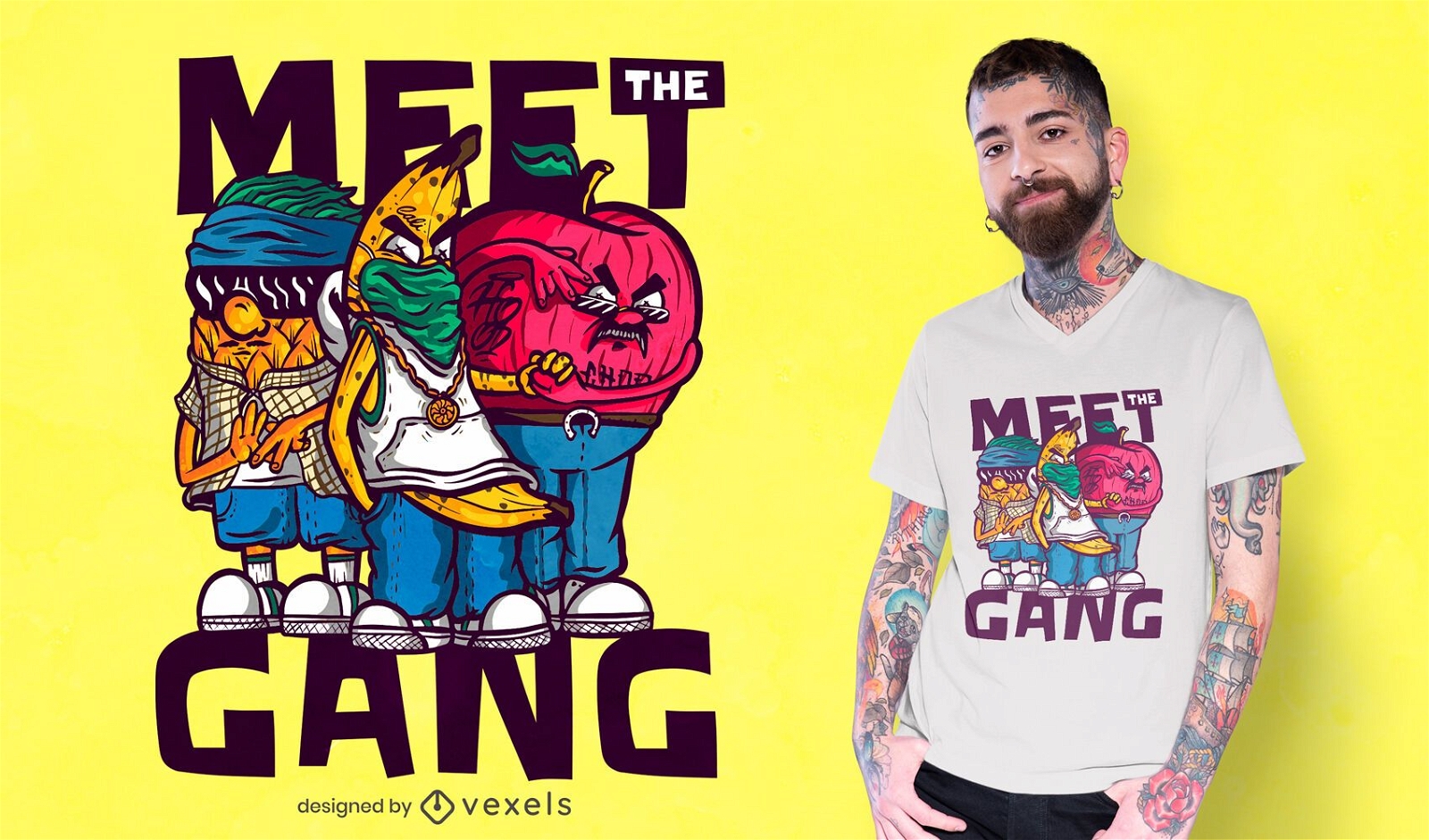Lernen Sie das Gang-T-Shirt-Design kennen