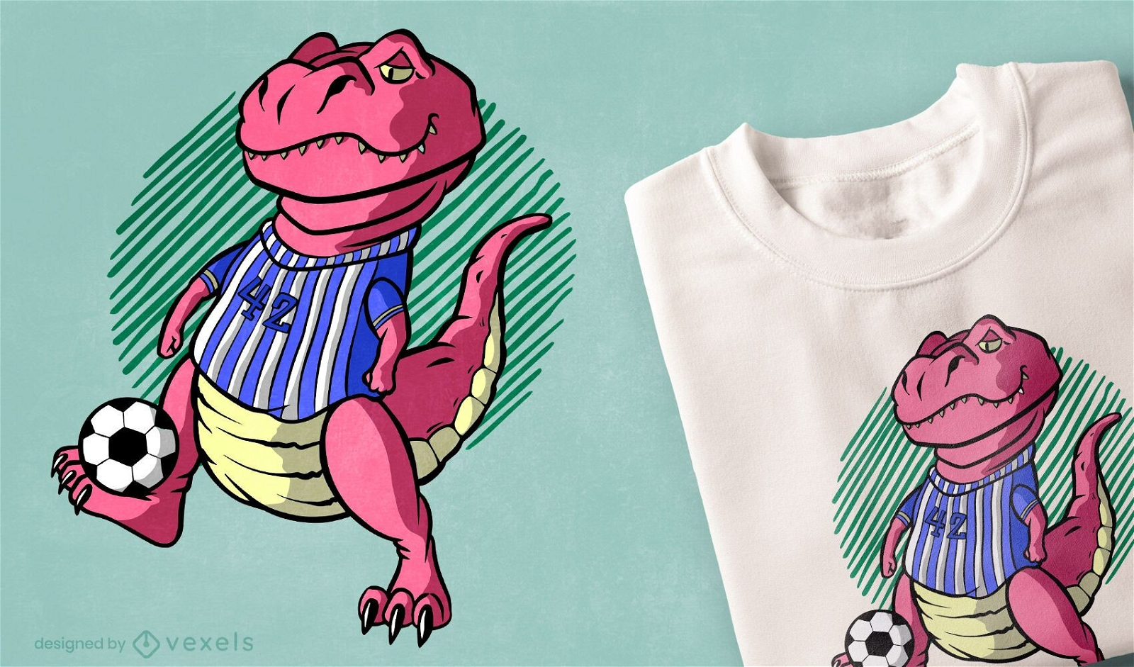Design de camiseta de futebol T-rex