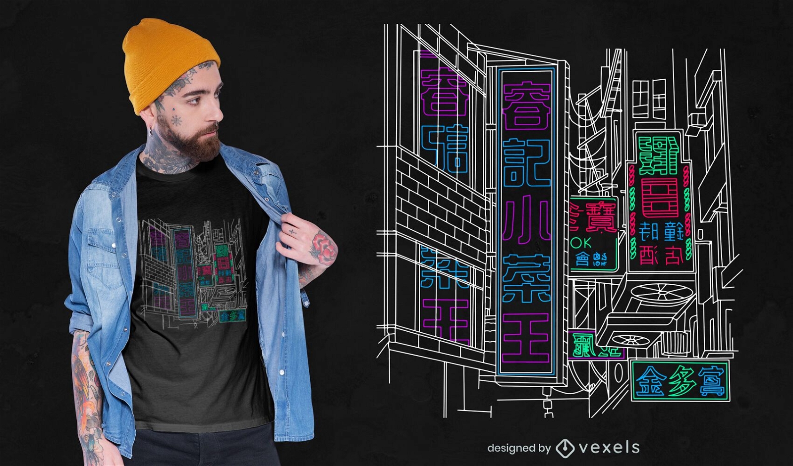 Design de camiseta neon de Tóquio