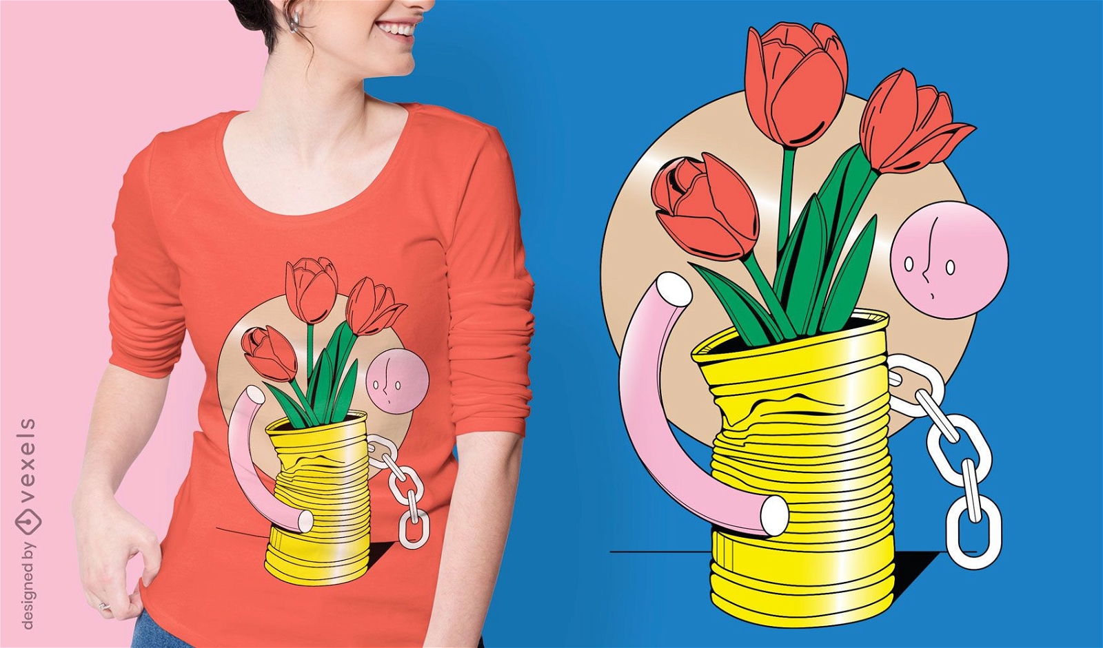 Diseño de camiseta de flores abstractas