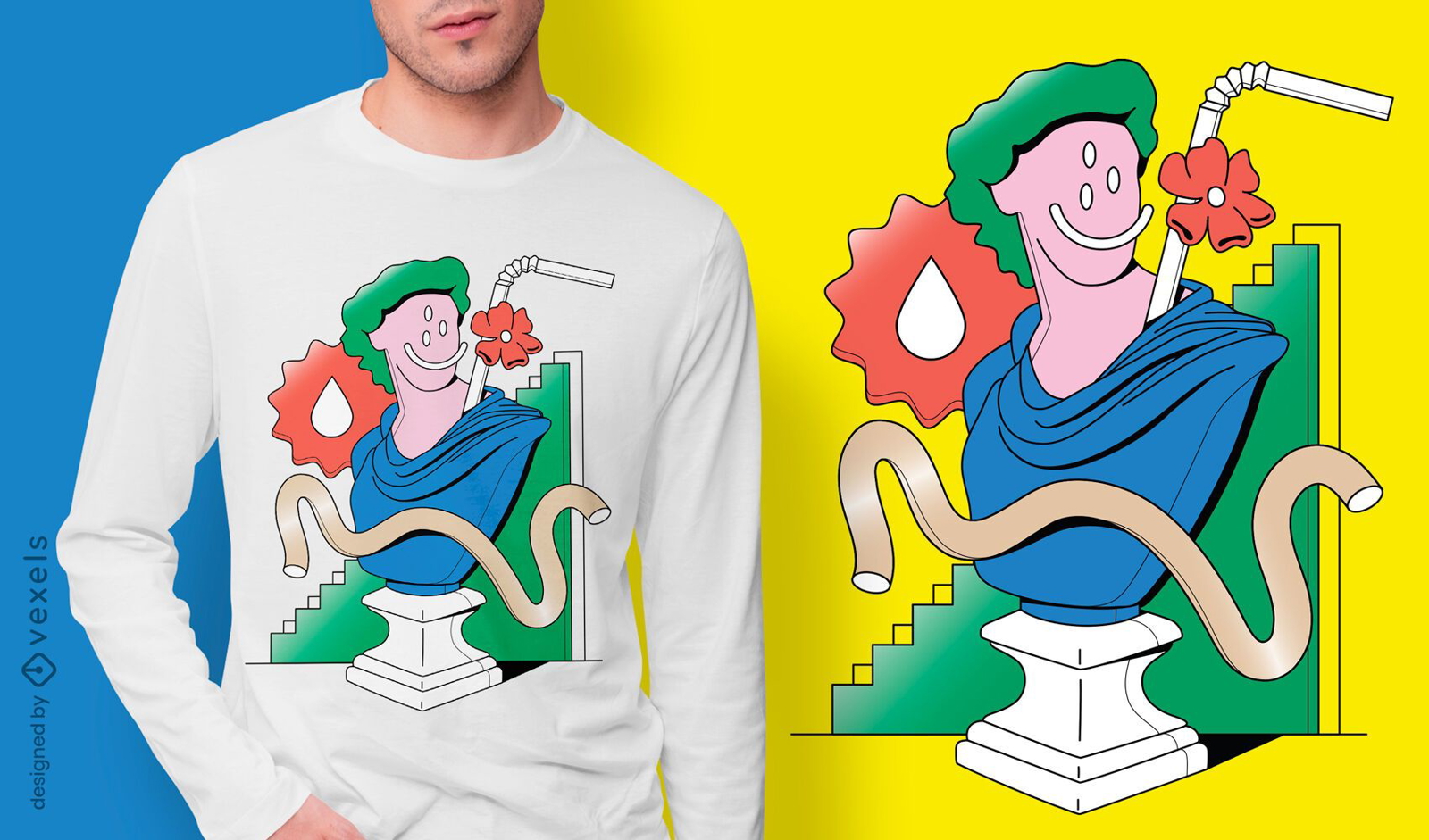 Diseño de camiseta de escultura surrealista.