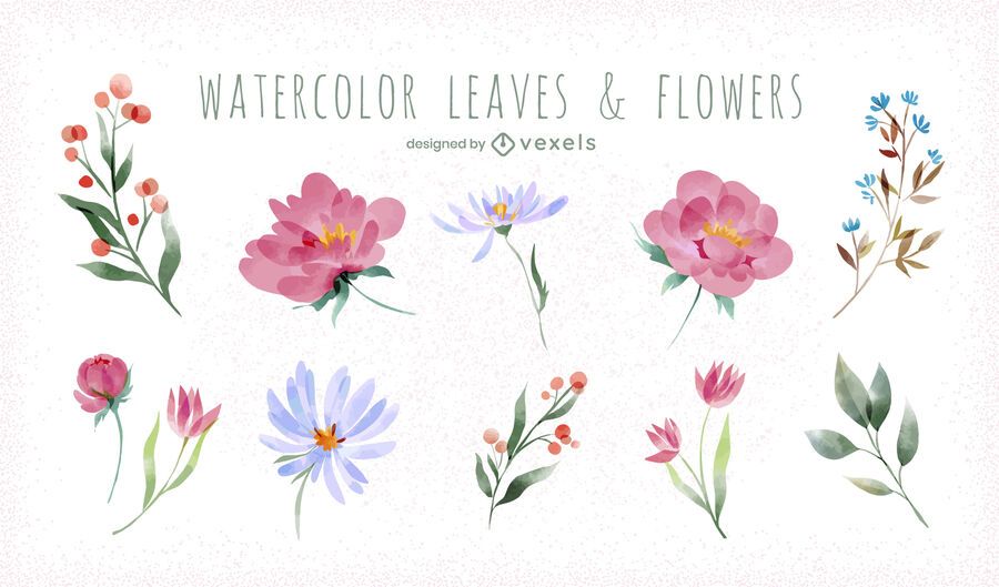 Watercolor spring flower set Watercolor spring flower set