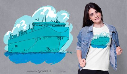 Schiff Meer T-Shirt Design