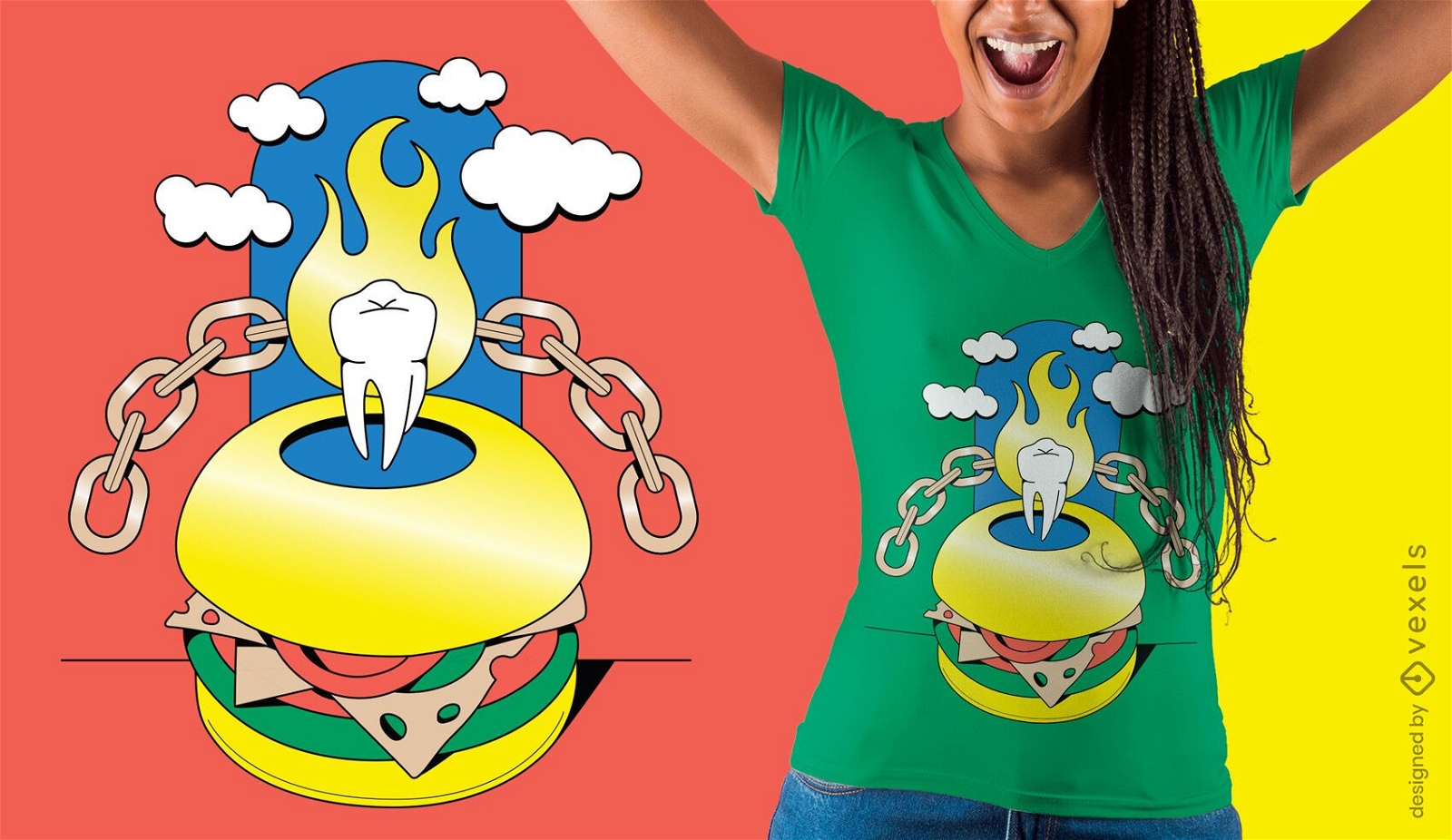 Design surreal de t-shirt de hambúrguer