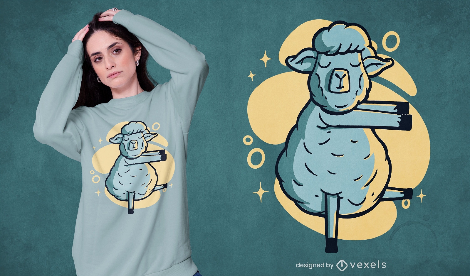 Design de camiseta de ovelha son?mbula