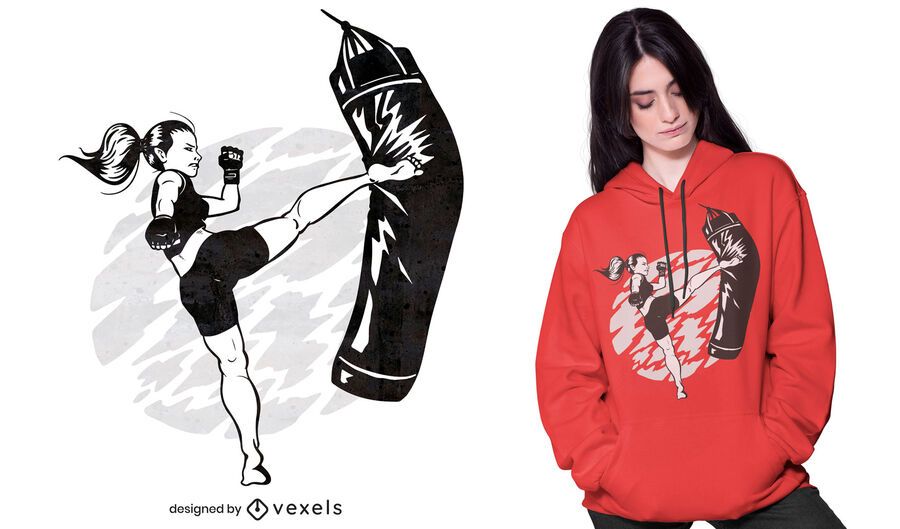 Woman high kick t-shirt design Woman high kick t-shirt design