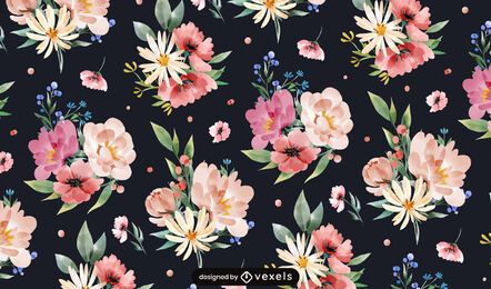 Watercolor spring flowers pattern design