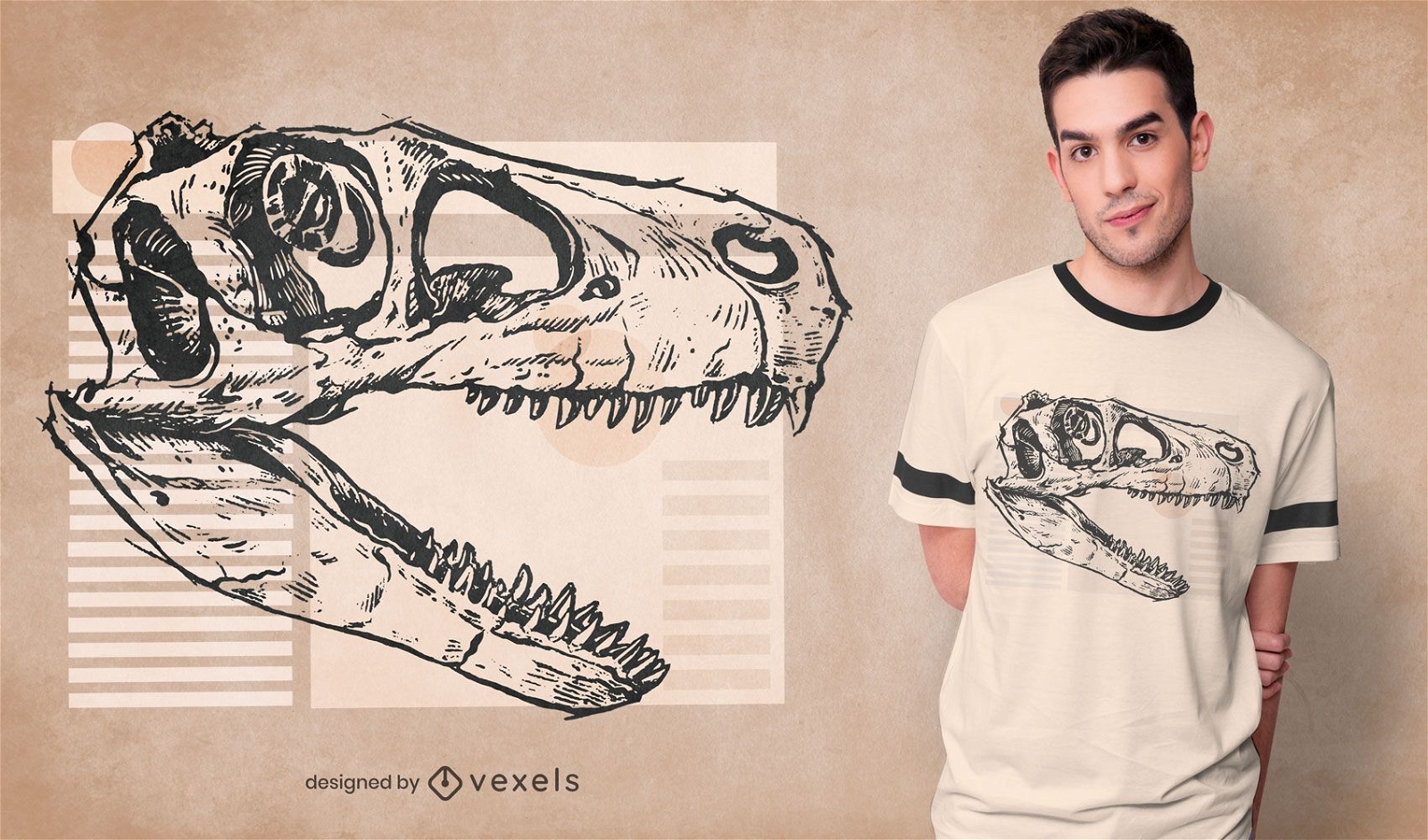 Design de camiseta com caveira Utahraptor