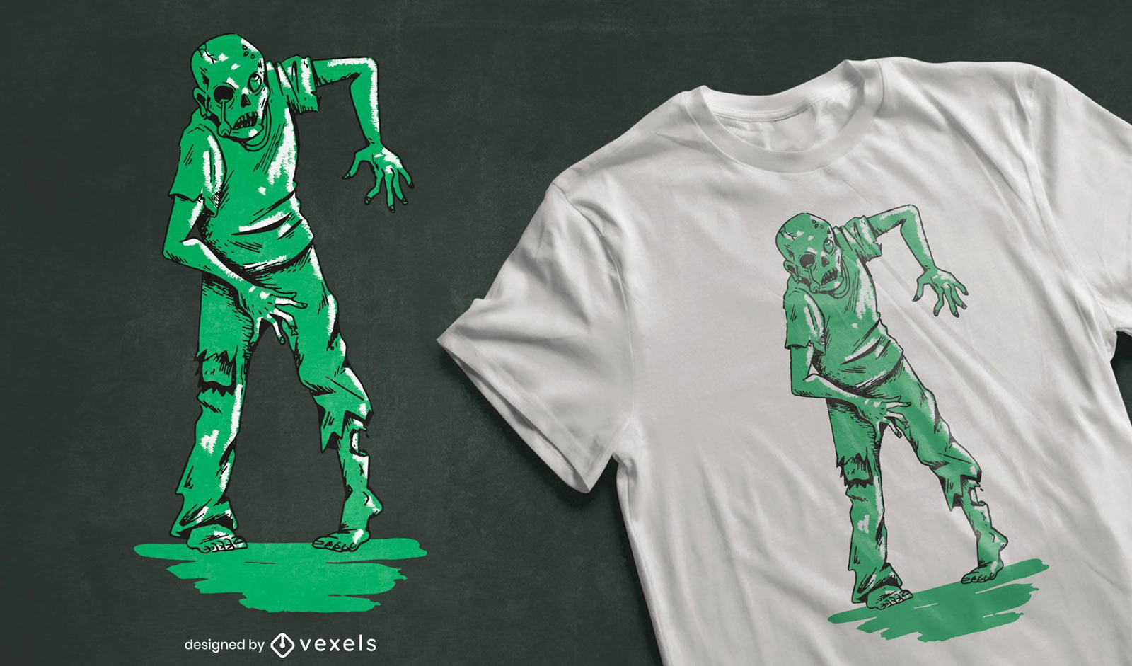 Green zombie t-shirt design