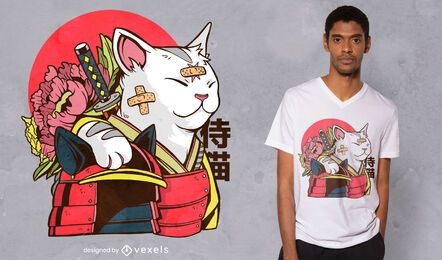 Cat samurai t-shirt design
