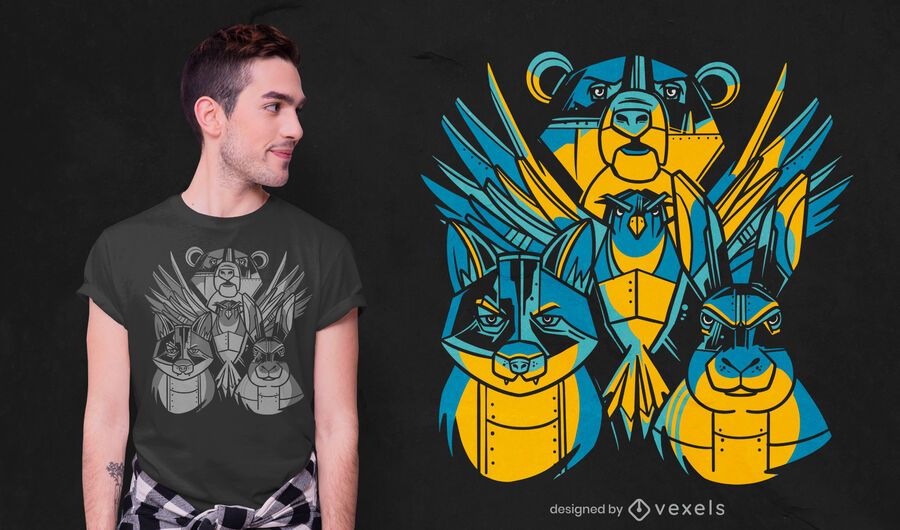 Diseño de camiseta de animales robot. Diseño de camiseta de animales robot.