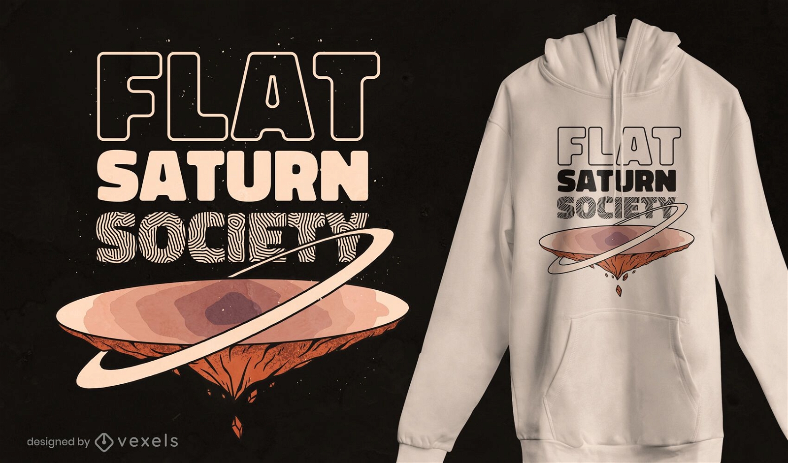 Flaches Saturn-Gesellschaftst-shirt Design