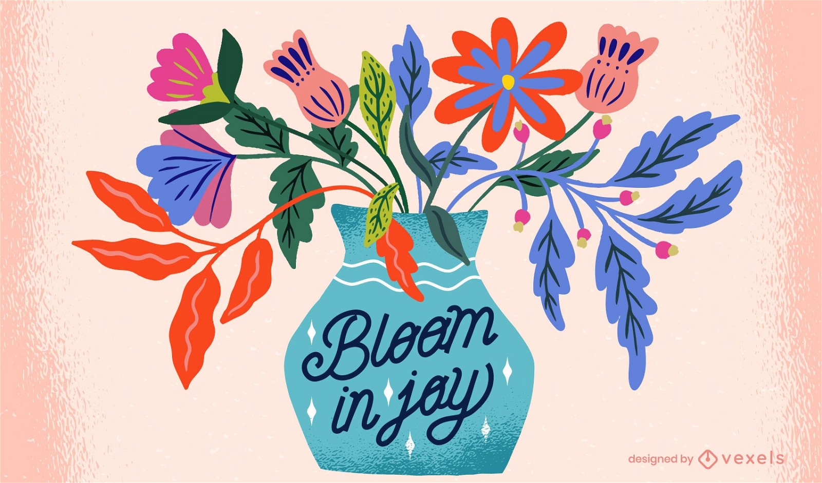 Ilustração texturizada de vaso de flores
