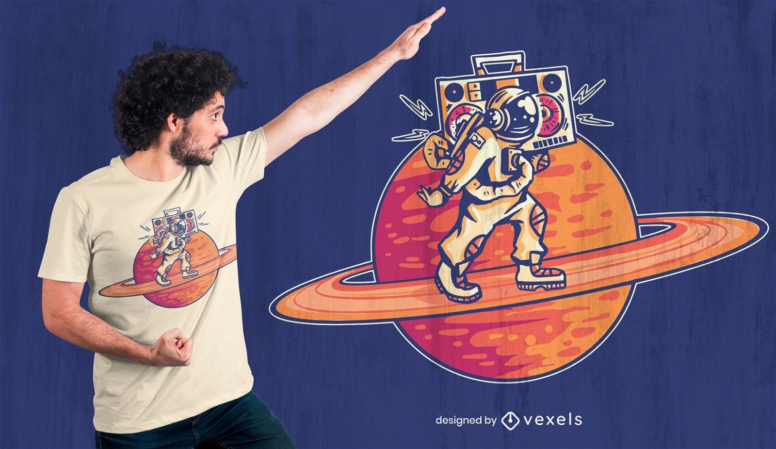 Diseño de camiseta de astronauta de Saturno.